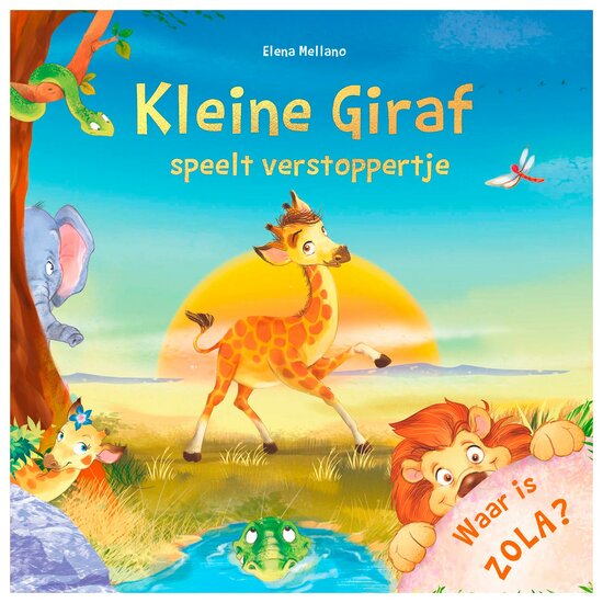 Kleine Giraf speelt verstoppertje