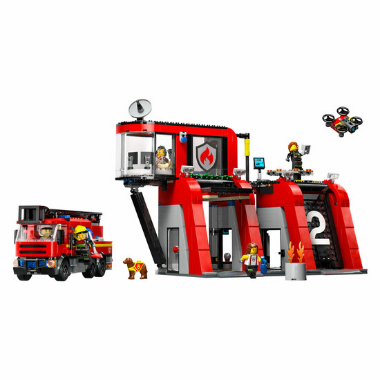 LEGO City 60414 Brandweerkazerne en Brandweerauto