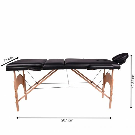 Massagetafel zen budget + Zadelkruk zwart/chrome - incl. opbergtas