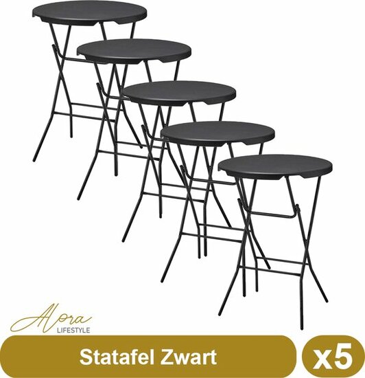 Statafel zwart 80 cm per 5