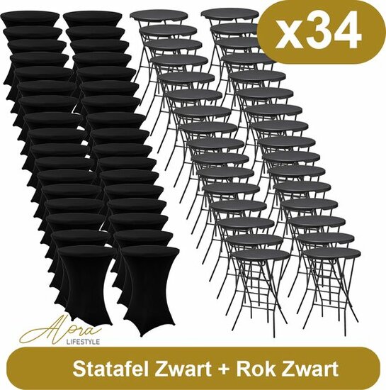 Statafel Zwart + Rok Zwart per 34