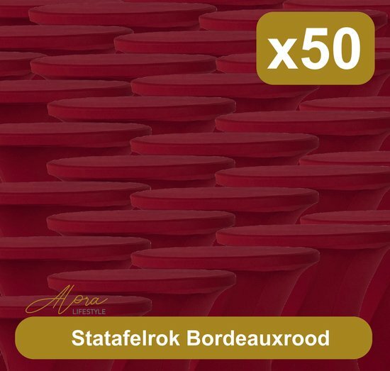 Statafelrok bordeauxrood 80 cm per 50