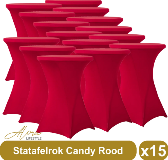 Statafelrok candy rood 80 cm - set van 15