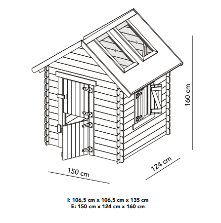 Houten Speelhuisje Louise Window (Vergrijst)