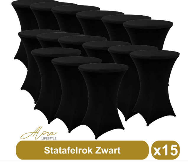 Statafelrok zwart 80 cm - per 15