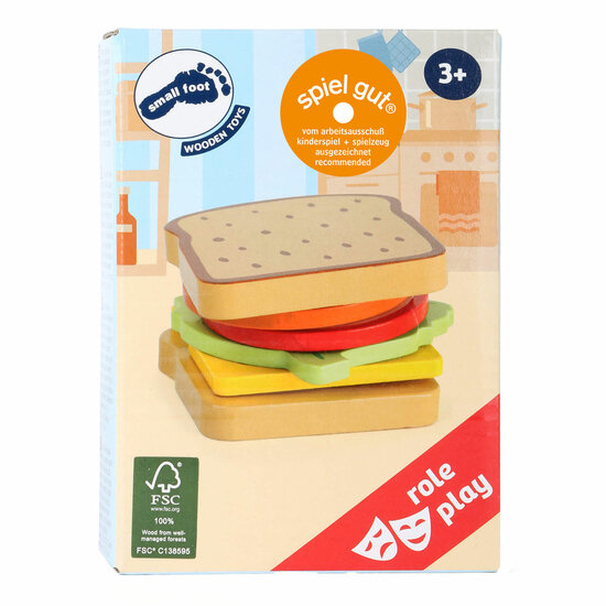 Small Foot - Houten Speeleten Sandwich met Bestek, 7dlg.