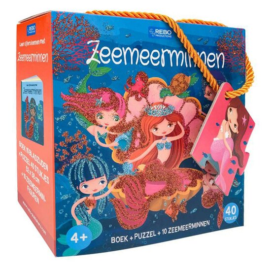 Boek, Puzzel + 10 Figuren - Zeemeermin