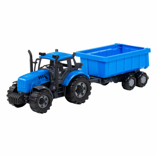 Cavallino Tractor met Kiepwagen Aanhangwagen Blauw, Schaal 1:32