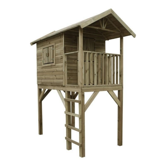 Houten speelhuis Treehut met groene glijbaan - Prestige Garden