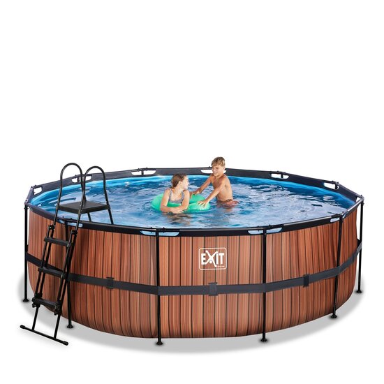 Zwembad Exit Frame Pool Afmeting 427X122Cm (12V Zandfilter) Timber Style