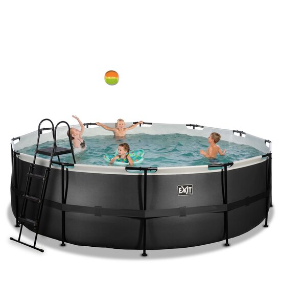 Zwembad Exit Frame Pool Afmeting 450X122Cm (12V Zandfilter) Black Leather Style