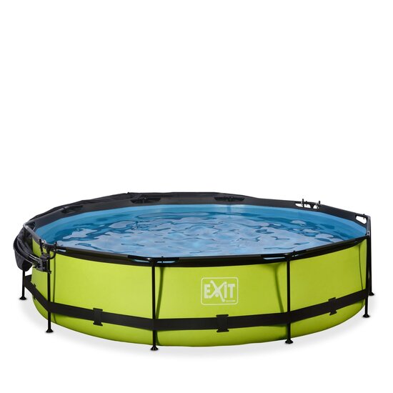 Zwembad Exit Frame Pool Afmeting 360X76Cm (12V Cartridge Filter) Lime + Zonnedak