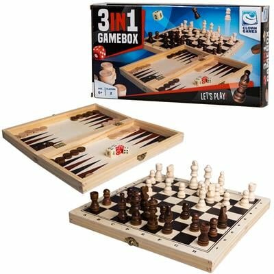 Clown Games 3-In-1 Spellendoos Hout