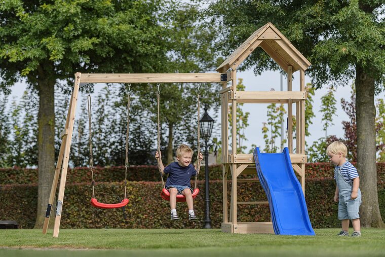 Houten Speeltoestel Noa met gele glijbaan