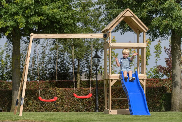 Houten Speeltoestel Noa met gele glijbaan