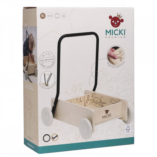 Micki Premium houten loopwagen (blank)