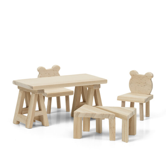 Lundby Poppenhuis Houten Poppenhuismeubels Diy - Tafel/Stoelen