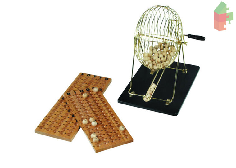 Bingo molen Compleet Met Houten Controlebord En 90 Houten Ballen