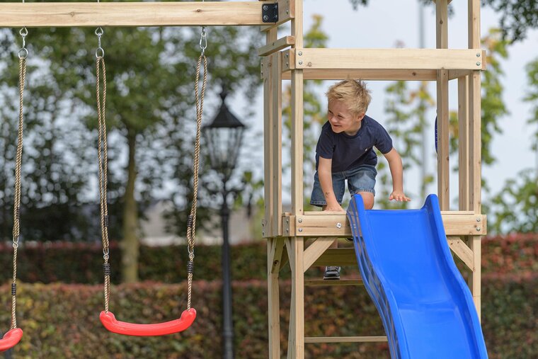 Houten Speeltoestel Noa met appelgroene glijbaan