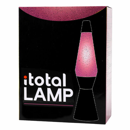 Lavalamp Zwart/Roze Glitter, 40cm