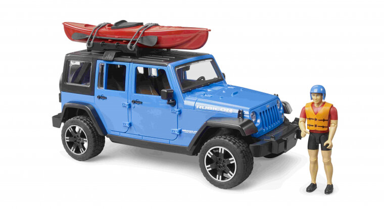 Bruder Jeep Wrangler Unlimited Rubicon met kajak en figuur