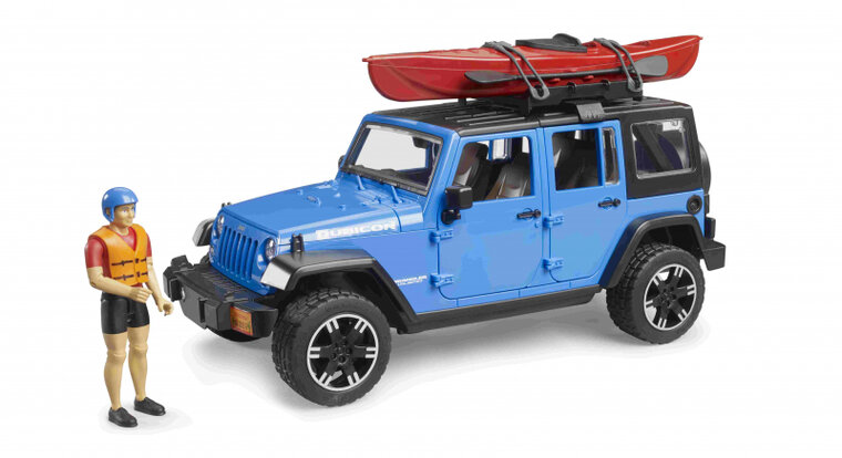 Bruder Jeep Wrangler Unlimited Rubicon met kajak en figuur