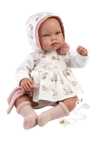 Llorens Pop Tala Llorona Met wit jurkje 44cm