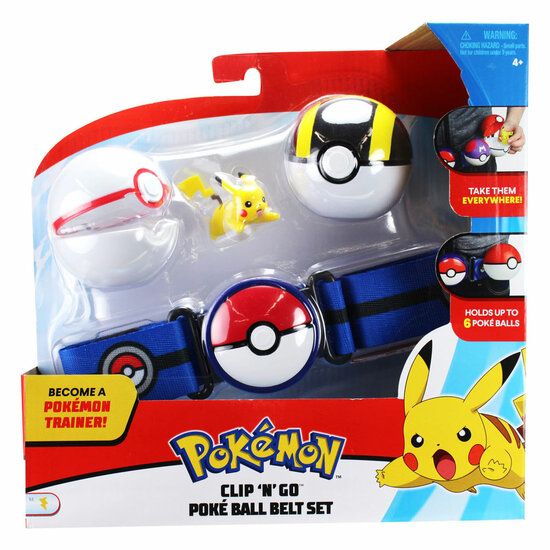 Pok&eacute;mon Clip &#039;N&#039; Go Poke Ball met Blauw Riem Speelset, 4dlg.