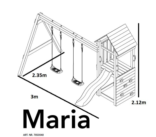 Houten Speeltoestel Maria met pastelroze glijbaan