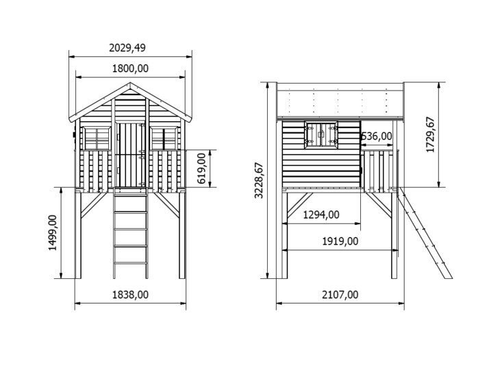 Houten speelhuis Tom met zandbak Prestige Garden