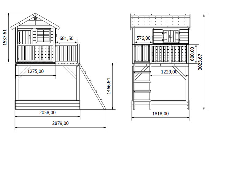 Houten speelhuis Funny xxl met zandbak - Prestige garden