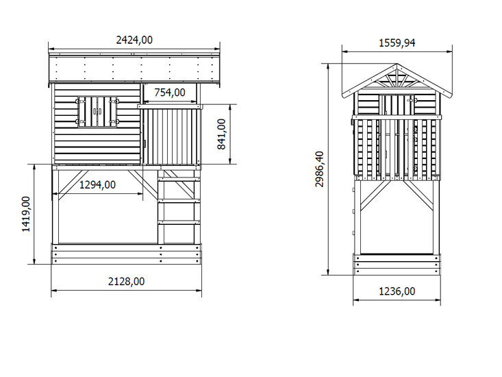 Houten speelhuis Treehut met zandbak - Prestige Garden