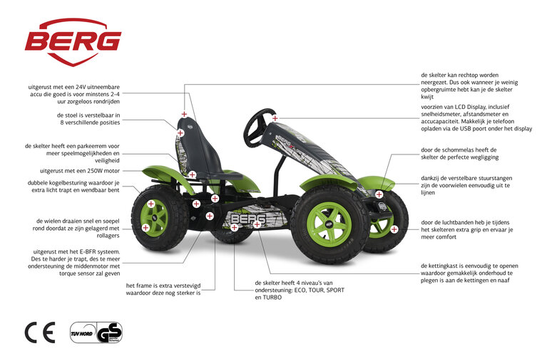 BERG Elektrische Skelter met XXL frame X-Plore E-BFR groen