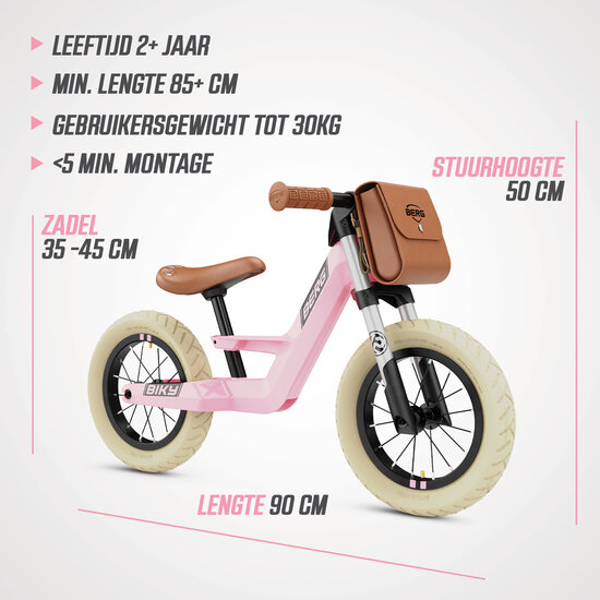 loopfiets Berg Biky Retro roze 32 cm