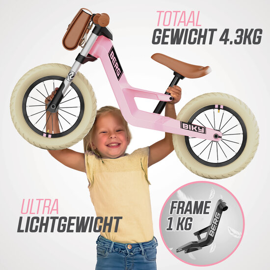 loopfiets Berg Biky Retro roze 32 cm