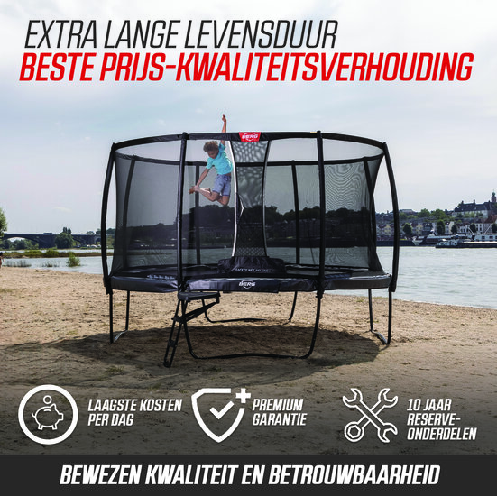 Berg Grand Ovaal Champion Inground 520X350 Grijs+ Safety Net DLX XL