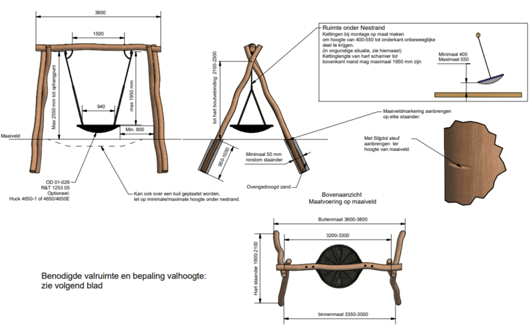 Robinia nestschommel voor openbaar gebruik 220cm