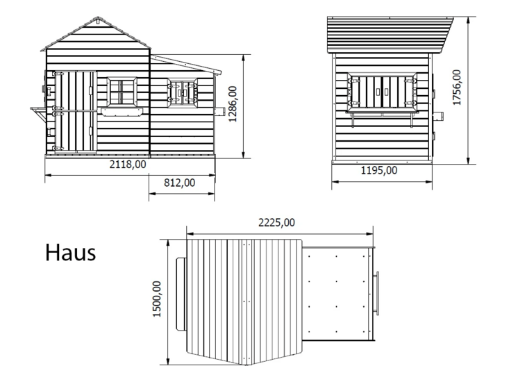 Houten speelhuis vlinder XL - op platform incl glijbaan