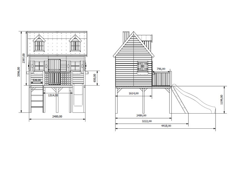 Houten speelhuis Nick XL - Prestige Garden op palen