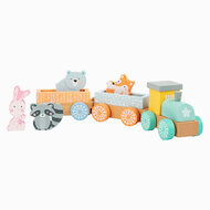 Small Foot - Houten Trein met Bosdieren Pastel, 9dlg.