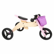 Small Foot - Houten Driewieler en Loopfiets 2in1 Roze