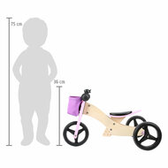 Small Foot - Houten Driewieler en Loopfiets 2in1 Roze