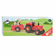 Small Foot - Houten Tractor met Aanhangwagen Rood en Speelfi