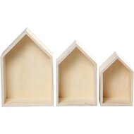 Houten Huisjes met Ophanghaak, 3st.