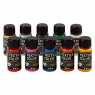 Textielverf Diverse Kleuren, 10x50ml.