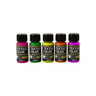 Neon Textielverf - Set van 5 Kleuren, 50ml