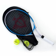 Tennisracket met Hoes en 2 Ballen - Blauw