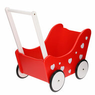 Poppenwagen Rood met Hartjes