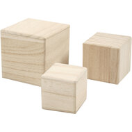 Houten Kubussen, Set van 3