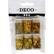 Glitter en Paileten Goud, 6x5gr